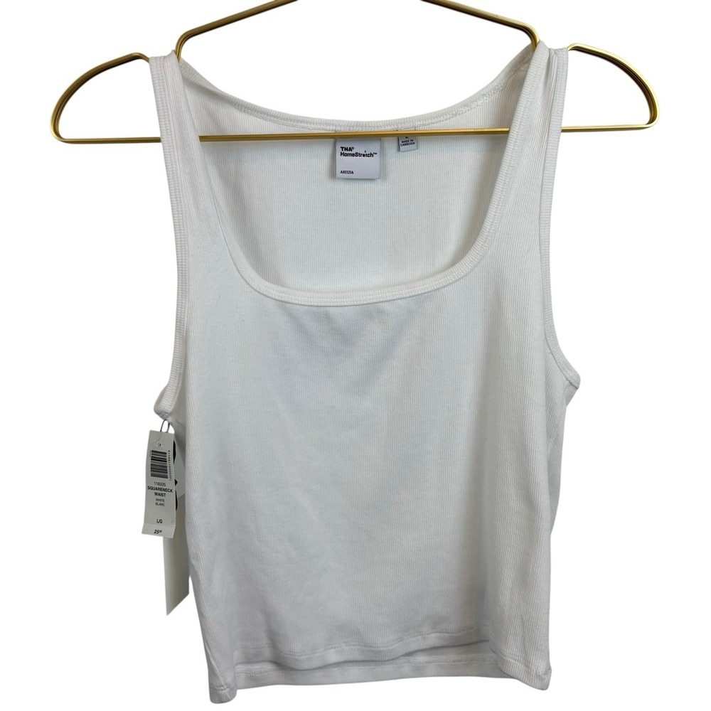 Set of Two Aritzia TNA Home Stretch Square Neck Tank Tops  NWT Size Large $50 - Picture 2 of 13